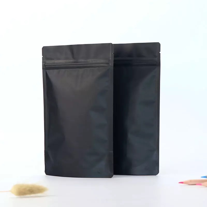 Stock Resealable Matte Black Bag 13*20.5cm Ziplock Bags Stand up Cookies Pouch