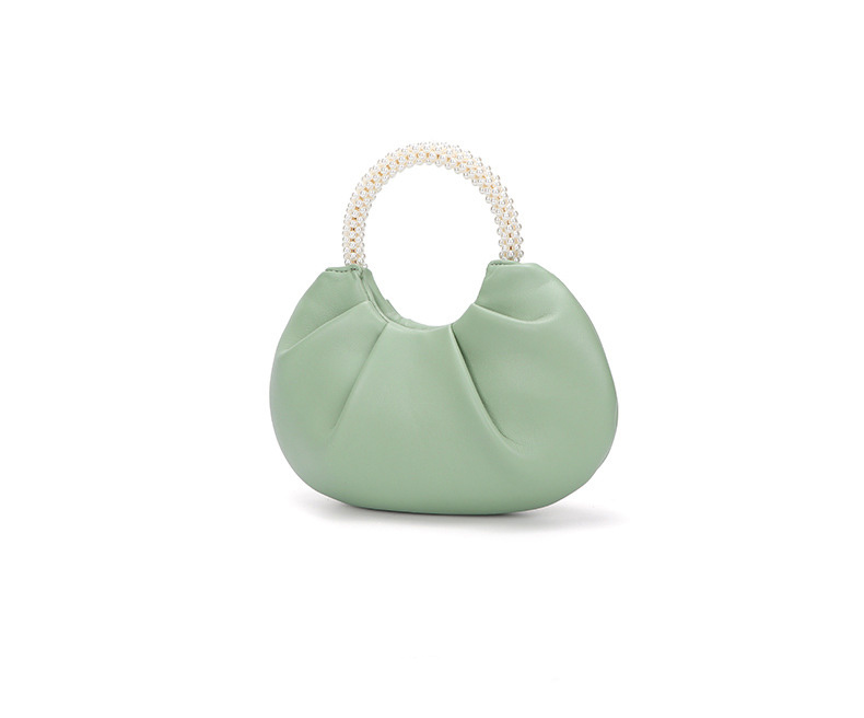 New Arrive Lady Fashion RPET Vegan Leather Pearl Round Handbag Satchel Handbag Shoulder Handbag Tote Bag