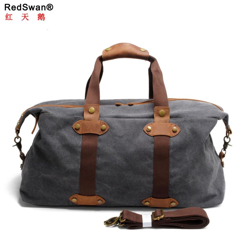 Redswan Canvas Recycled Fabric Handbag Leather Sport Travel Bag (RS-9135)