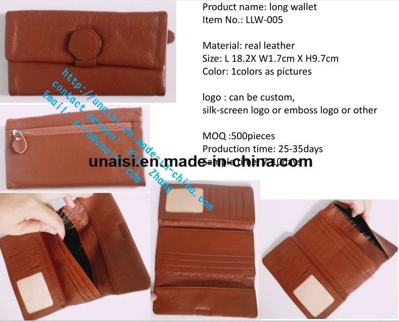 Wholesale Stock and Custom Leather Clutch Purse Long Ladies Wallet Purse