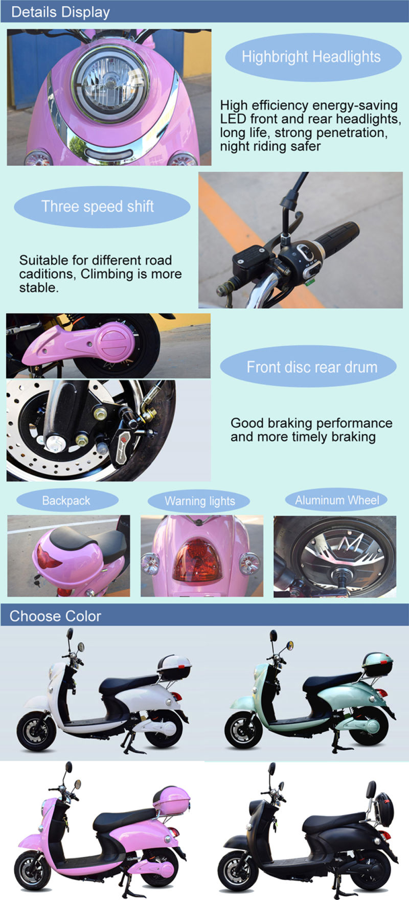 Al-Gw6 1200W Chinese Electric Motorbike Mini Electric Motorbike Price