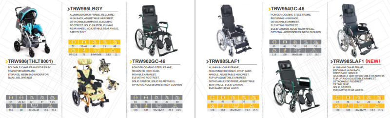 Reclining Aluminum Children Cerebral Palsy Wheelchair with Cheap Price