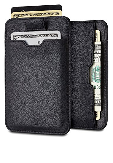 Leather Slim Card Sleeve Wallet with RFID Protection