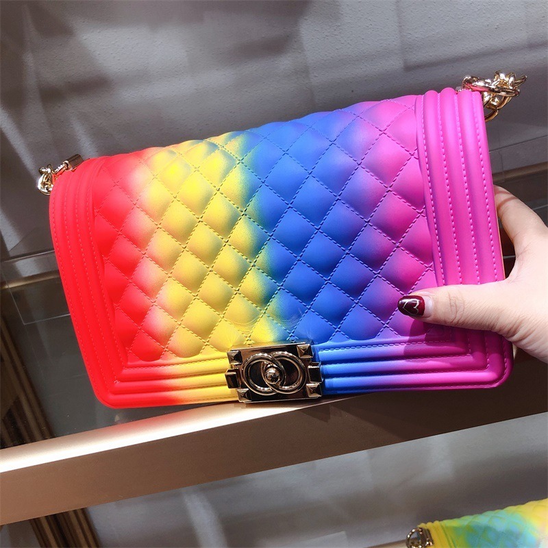 Wholesale Women Handbags 2020 Silicone/PVC Shoulder Handbag Rainbow Bag Jelly Candy Purse