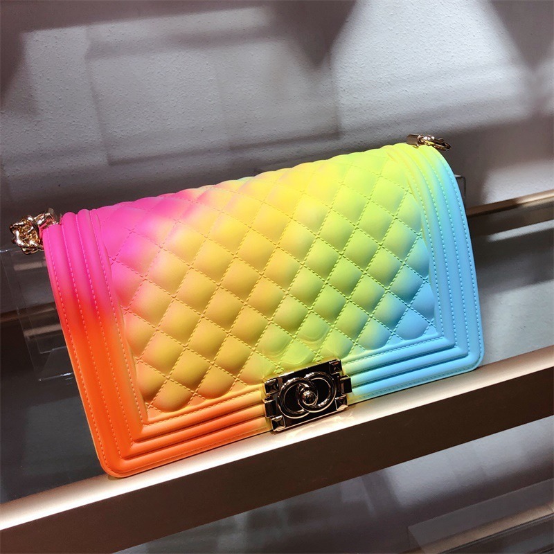 Wholesale Women Handbags 2020 Silicone/PVC Shoulder Handbag Rainbow Bag Jelly Candy Purse