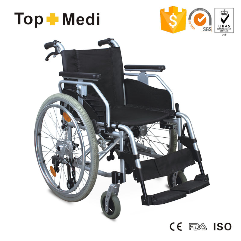 Topmedi Medical Lightweight Aluminum Alloy Manual Wheelchair with Detachable Footrest