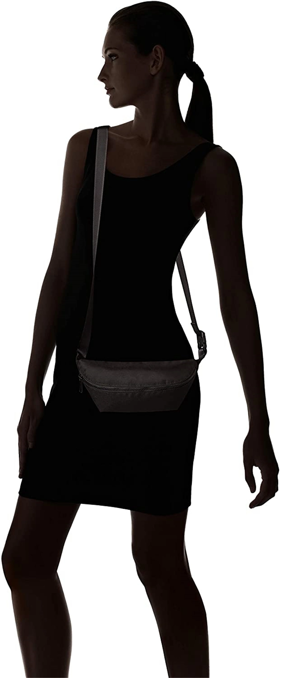 100% RPET Recycled Plain Pure Single Color Black Tortiquose Crossbody Belt Waist Bag with RFID Protection