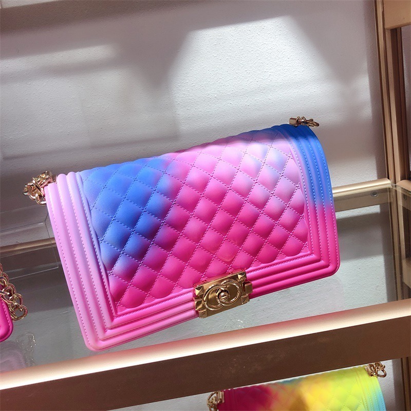 Wholesale Women Handbags 2020 Silicone/PVC Shoulder Handbag Rainbow Bag Jelly Candy Purse