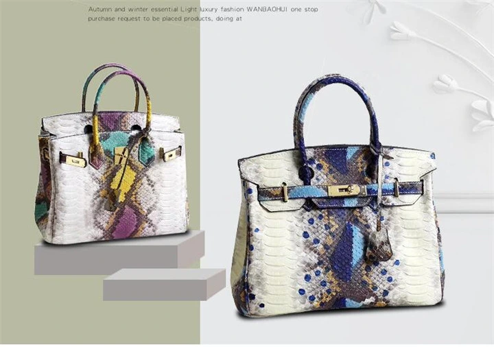 Famous Designer Handbag Luxury Brikin Handbag Large Medium Mini Size Snake Skin Leather Bags Emg5583