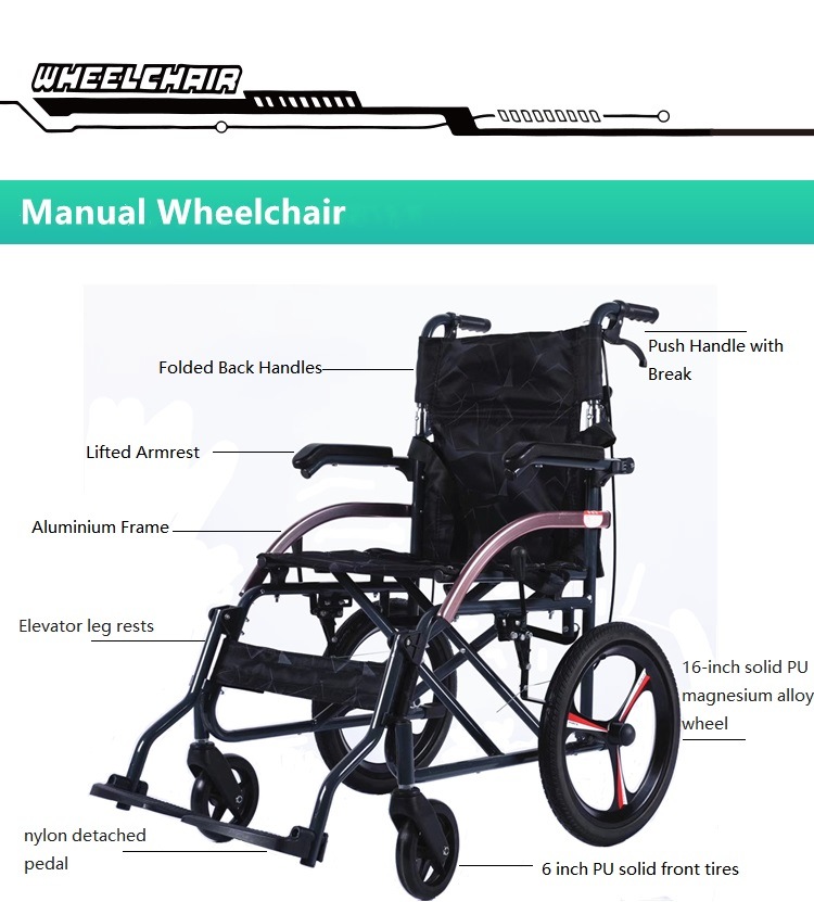 Disabled Foldable Light Transport Beach Wheelchair