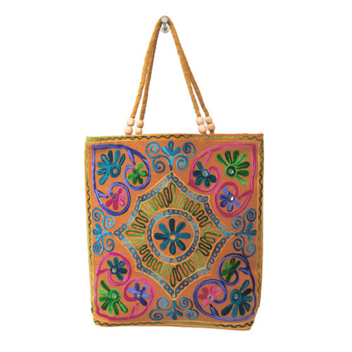 Distributor Ladies Shopping Handbags Fashion Canvas Tote Embroidery Shoulder Bag