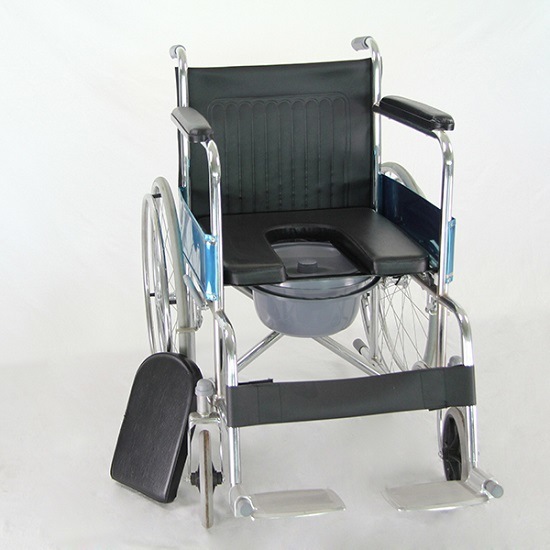 Aluminum Manual Folding Back 24" Rear Commode Wheelchair Rj-C609u