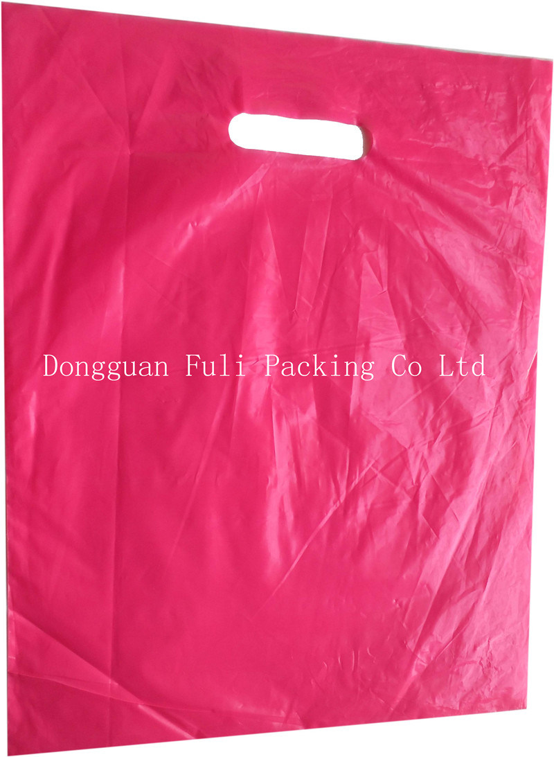 Soft Pink Recycle Plastic Die Cut Promotional Garment Packaging Tote Bag