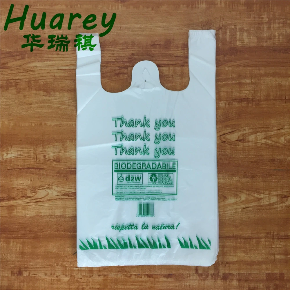 High Quality Wholesale Black Plain Plastic T Shirt Bag for Grocery