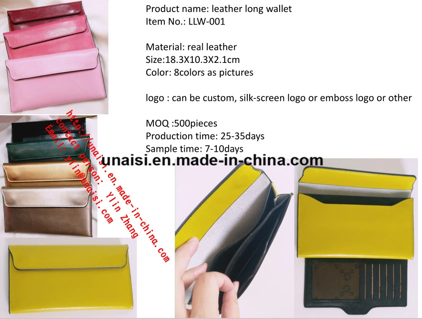 Wholesale Stock and Custom Leather Clutch Purse Long Ladies Wallet Purse