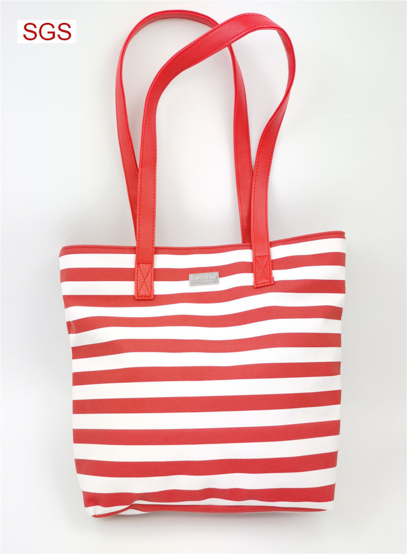 Wholesale Lady Handbags PU Stripe Shoulder Tote Bag