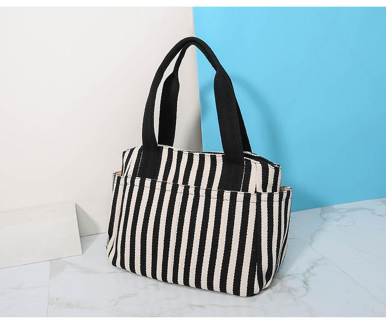 Lady Fashion Cotton Stripe Canvas Tote handbag Satchel Handbag