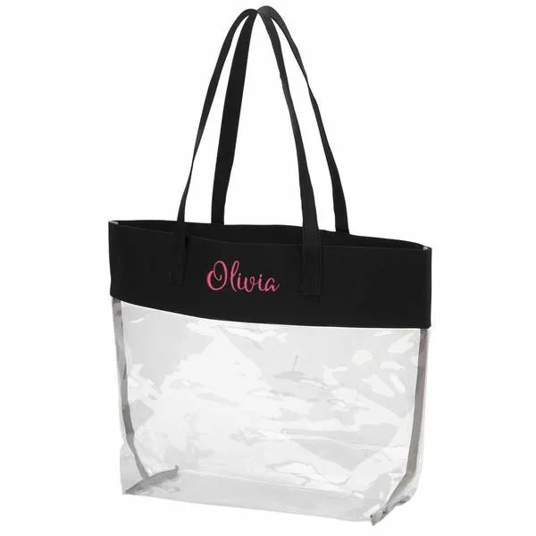 Wholesale Monogrammed Personalized Stadium Tote Bag Plasti PVC Clear Purse