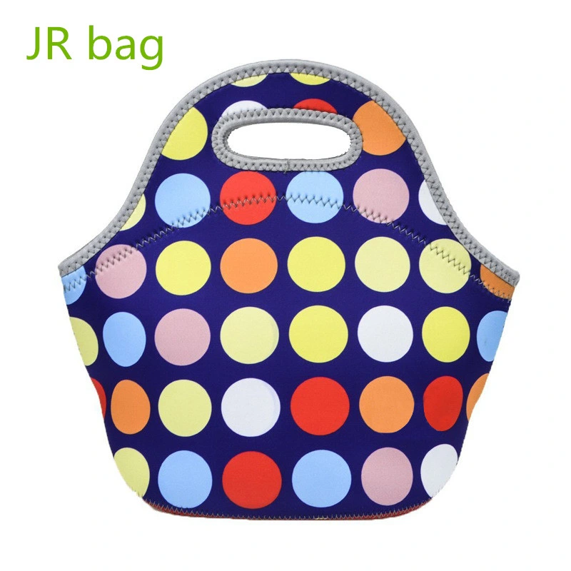 2020 Fashion DOT Design Zipper Reusable Tote Neoprene Lunch Bags For Women