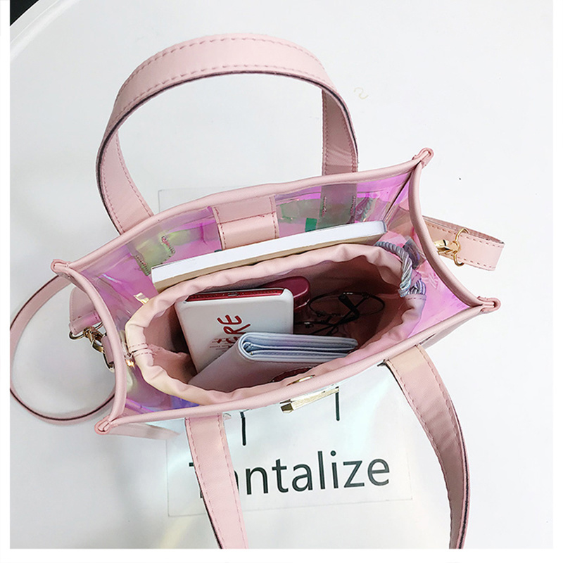 Custom Transparent Messenger PVC Laser Shoulder Bags Women Handbags