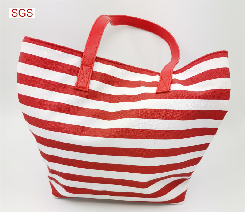 Wholesale Lady Handbags PU Stripe Shoulder Tote Bag