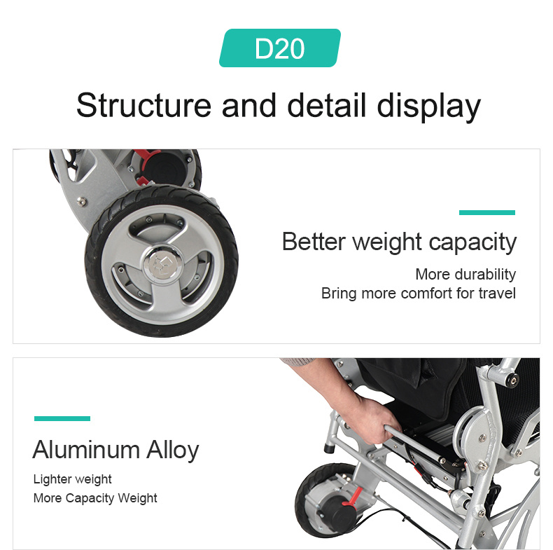 Power Aluminum Alloy Folding Electric Wheelchair for outdoor Travel