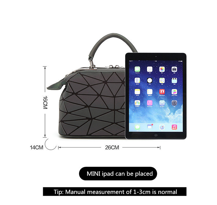 Laser Geometric Tote Bags Zipper Luminous Ladies Handbags