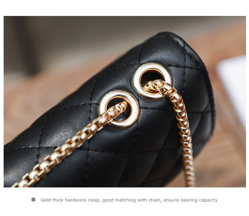 Small Black Leather Shoulder Bag for Girls Trendy Crossbody Chain Bags Fashion Handbag