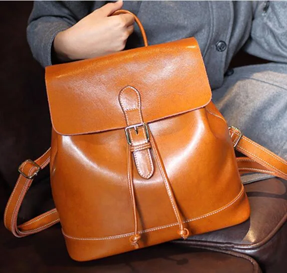 Woman Backpack Bags Genuine Leather, Fashion Lady Shoulder Leather Bag