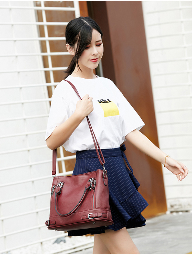 Long Strap Ladies PU Shoulder Bag Women Leather Tote Bags Dating Handbag