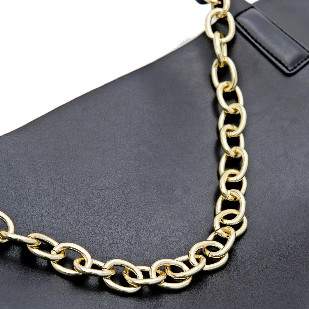 2021 Women Black PU Leather Fashion Classical Tote Bag with Chain