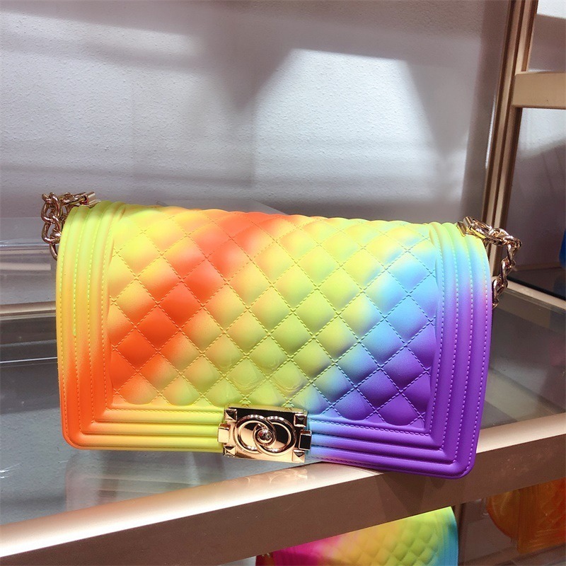 Wholesale Women Handbags 2020 Silicone/PVC Shoulder Handbag Rainbow Bag Jelly Candy Purse