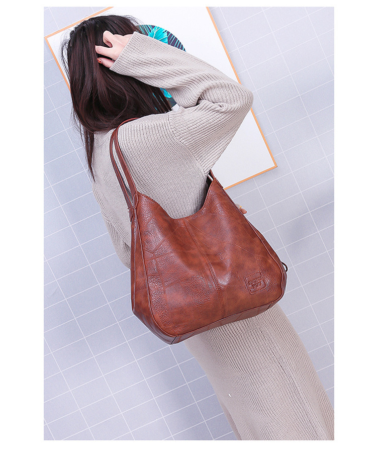 New Simple Sling Tote Bag Retro Soft Leather Lady Bag