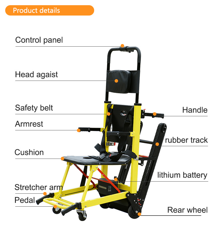 Folding Electric Climbing Ambulance Stretcher Wheelchair