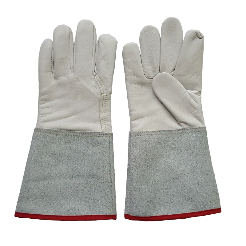 Excellent Grip Hand Suitable TIG MIG Welding Gardening Work Goatskin Leather Gloves with Split Leather Cuff