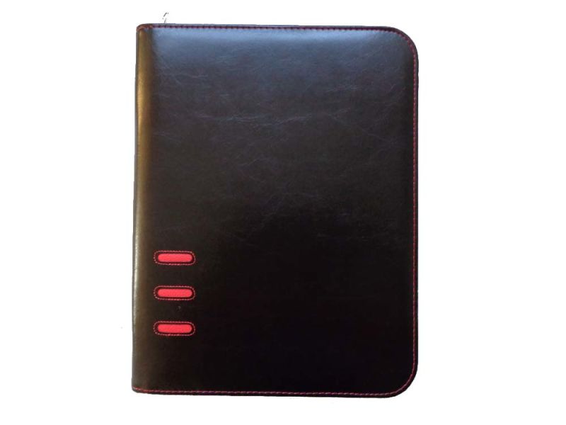 Australian A4 Black Leather Compendium Wallet with Notepad