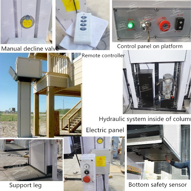 Outdoor Hydraulic Wheelchair Vertical Lift for Handicapped