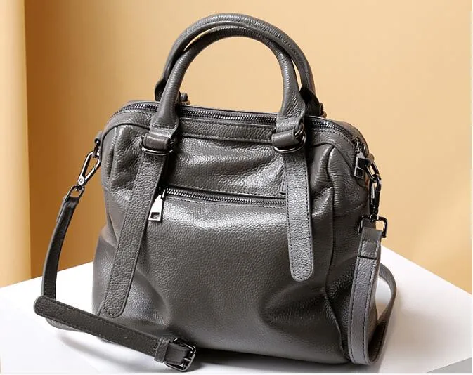 in Stock Lady Genuine Cowhide Leather Handbags, Real Leather Lady Handbag, Not PU Leather