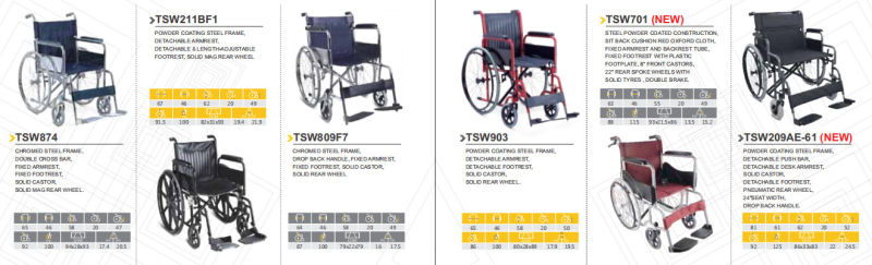 New Arrivals Steel Manual Foldable Wheelchair for Elderly Handicapped