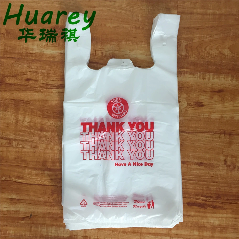 High Quality Wholesale Black Plain Plastic T Shirt Bag for Grocery