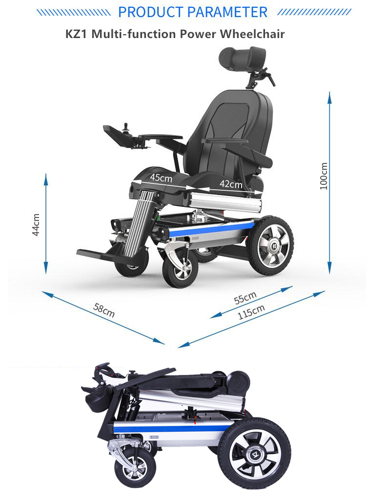 Folding Recline Back Electric Wheelchair with Lithium Battery