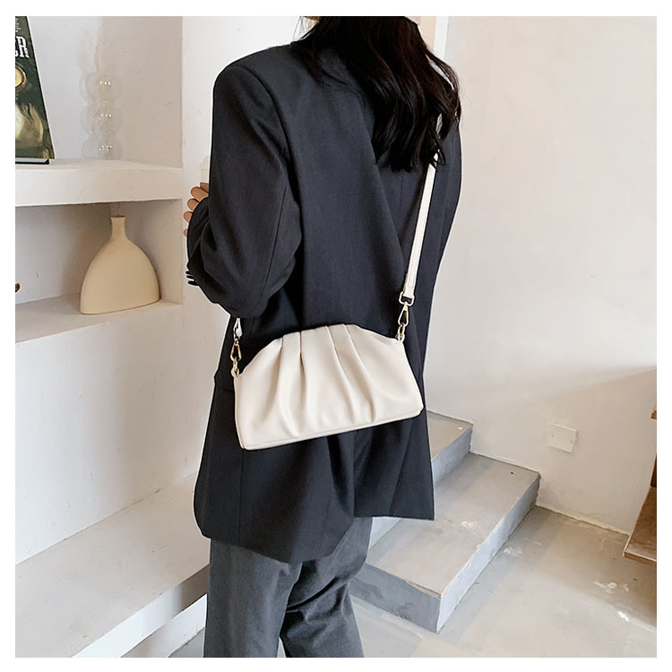 Fashion All-Match Fold Cloud Crossbody Bags Soft Leather Small Square Shoulder Handbags for Women