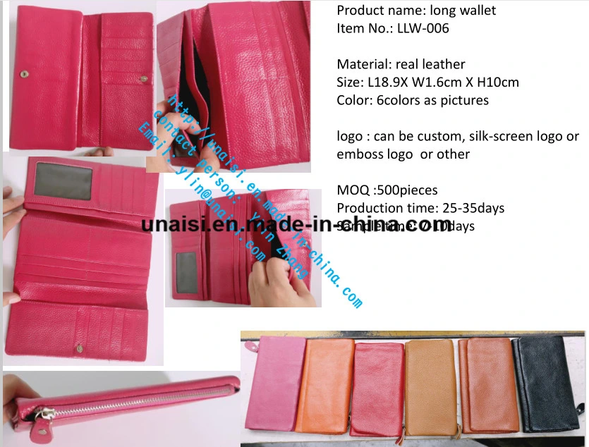 Wholesale Stock and Custom Leather Clutch Purse Long Ladies Wallet Purse