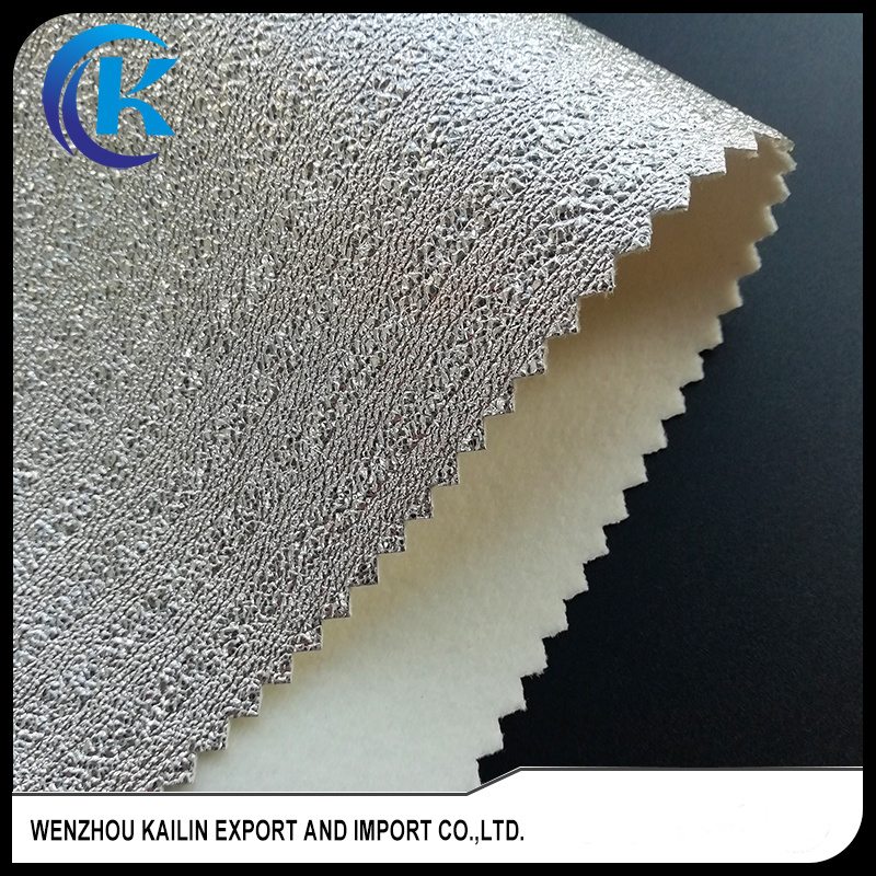 PU Embossed Metallic Leather for Hand Bags Metallic Shiny PU Foiled Leather