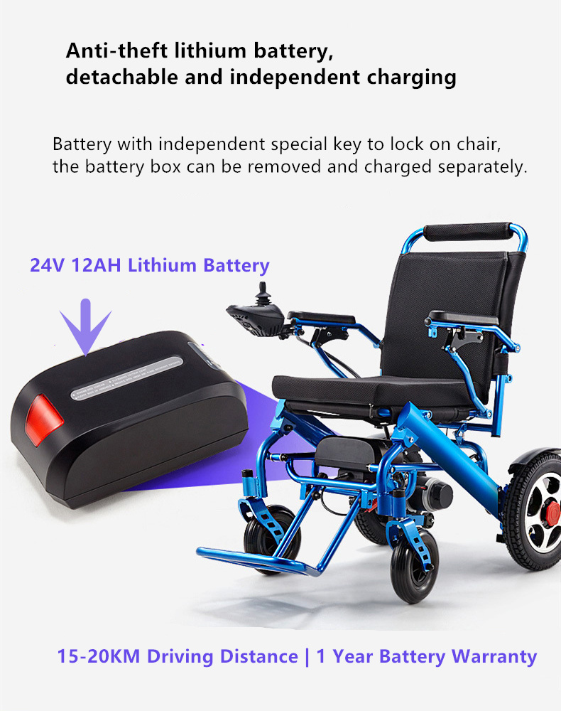 12 Inch Wheel Folding Electric Portable Wheelchair