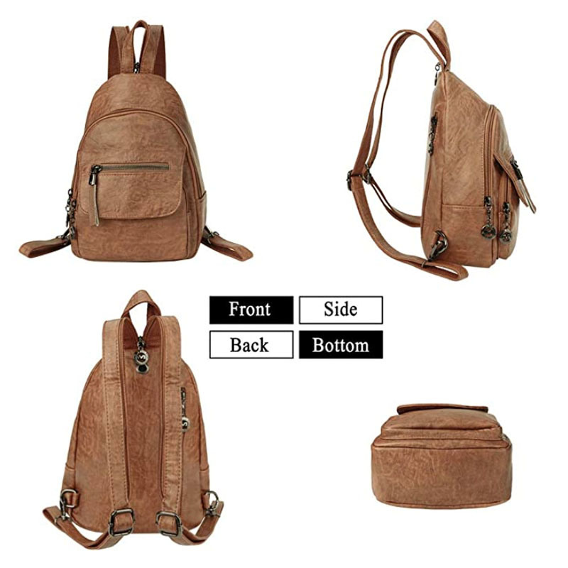 Unisex Anti-Theft Soft PU Leather Backpack Purse Zipper Convertible Sling Shoulder Pockets Bags