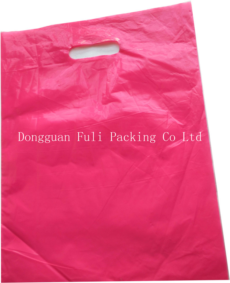 Soft Pink Recycle Plastic Die Cut Promotional Garment Packaging Tote Bag