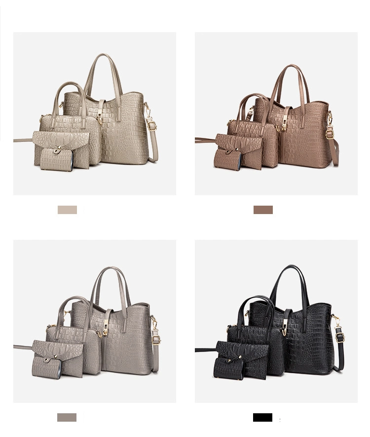 China Factory Fashion Trend PU Leather Handbag Sets Women Shoulder Handbag