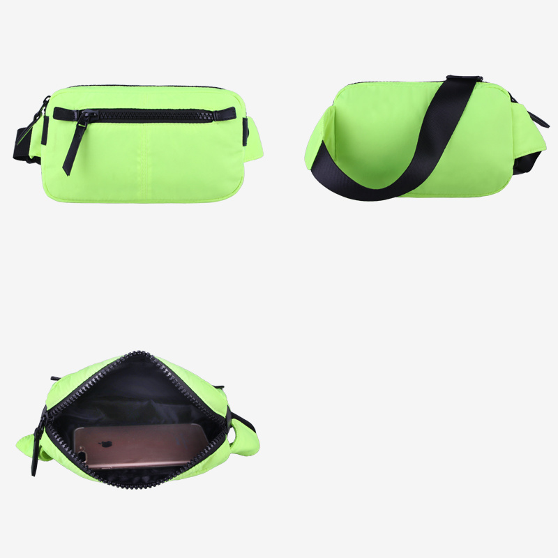 Fluorescent Unisex Nylon Green Fashionable Waterproof Crossbody Bag Shoulder Bag Waist Bag