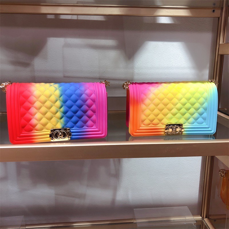 Wholesale Women Handbags 2020 Silicone/PVC Shoulder Handbag Rainbow Bag Jelly Candy Purse